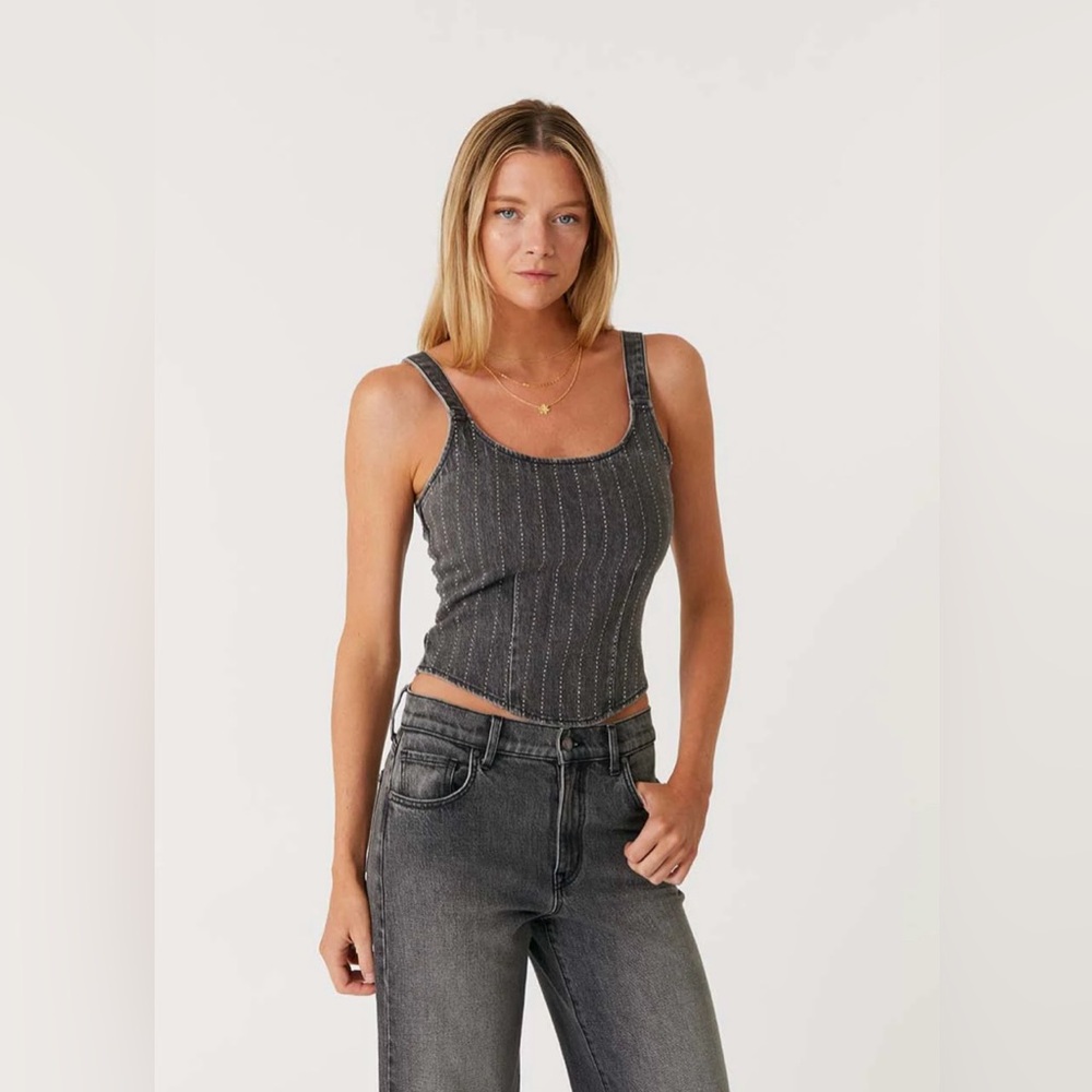Level 99 embellished denim corset